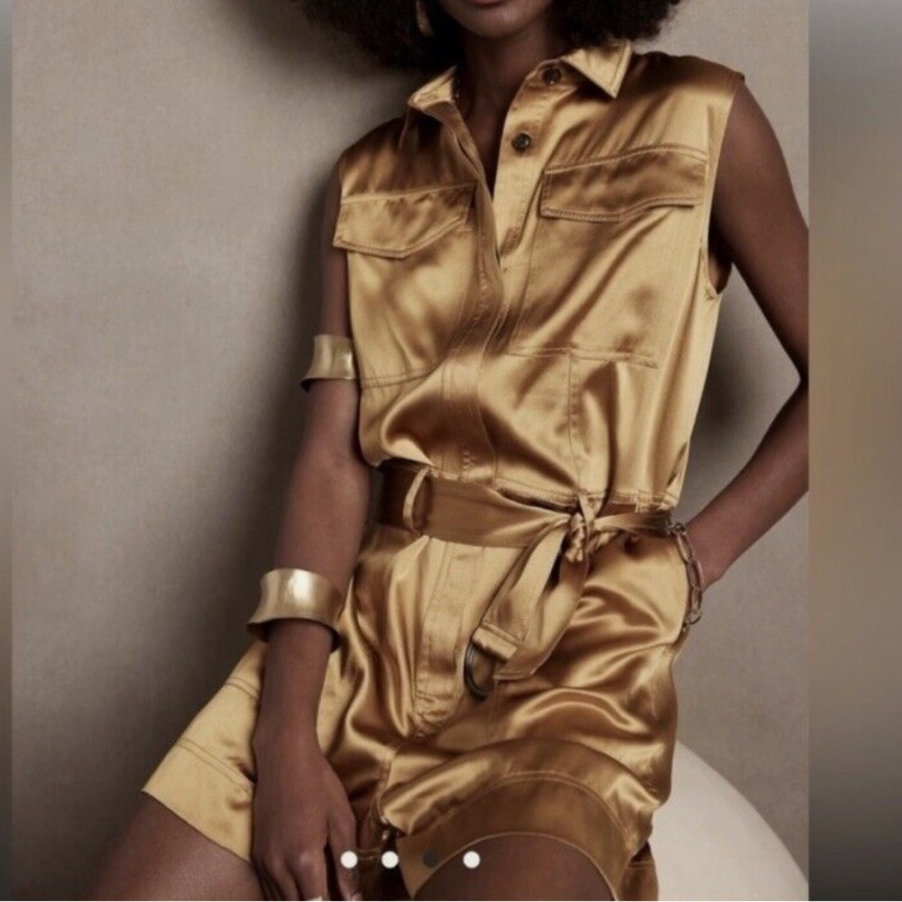Banana Republic Daydream Silk Romper 100% Silk Gold NWT $400‎ Women’s XL